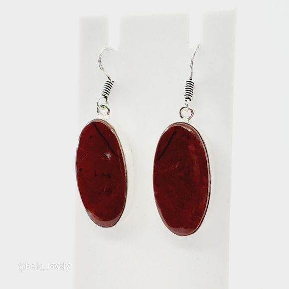 Mookaite Jasper Handmade Drop Dangle Earrings Jewelry 1.8" - Picture 1 of 4